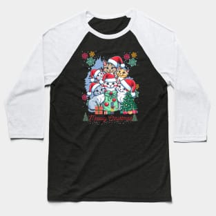 Merry Cristmas with red black cat Baseball T-Shirt